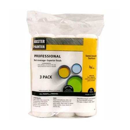 General Paint Master Painter 9" Professional Roller Cover, 3/8" Nap, Woven, Semi Smooth, 3 Pack - 149299 149299